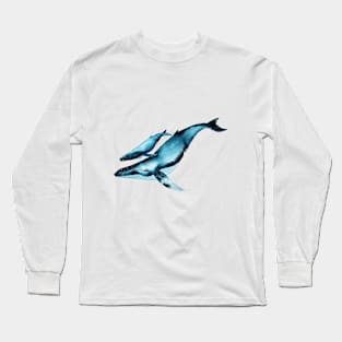 Watercolor Whales Long Sleeve T-Shirt